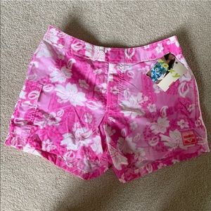 NWT pink tropical Roxy board or swim shorts size 7